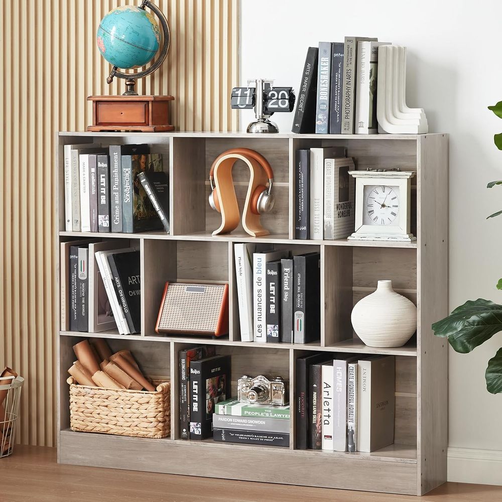 Bookshelf - LEYAOYAO ชั้นวางหนังสือ 10 ช่องพร้อมฐาน, ชั้นวางหนังสือ 3