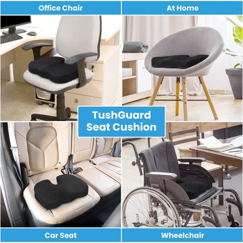 Office Chair Cushion - เบาะรองนั่งเมมโมรี่โฟมรูปตัวยู ออกแบบตามหลักสรีรศาสตร์ ช่วยลดแรงกดทับบริเวณกระดูกก้นกบ สำหรับเก้าอี้สำนักงาน รถยนต์ บ้าน