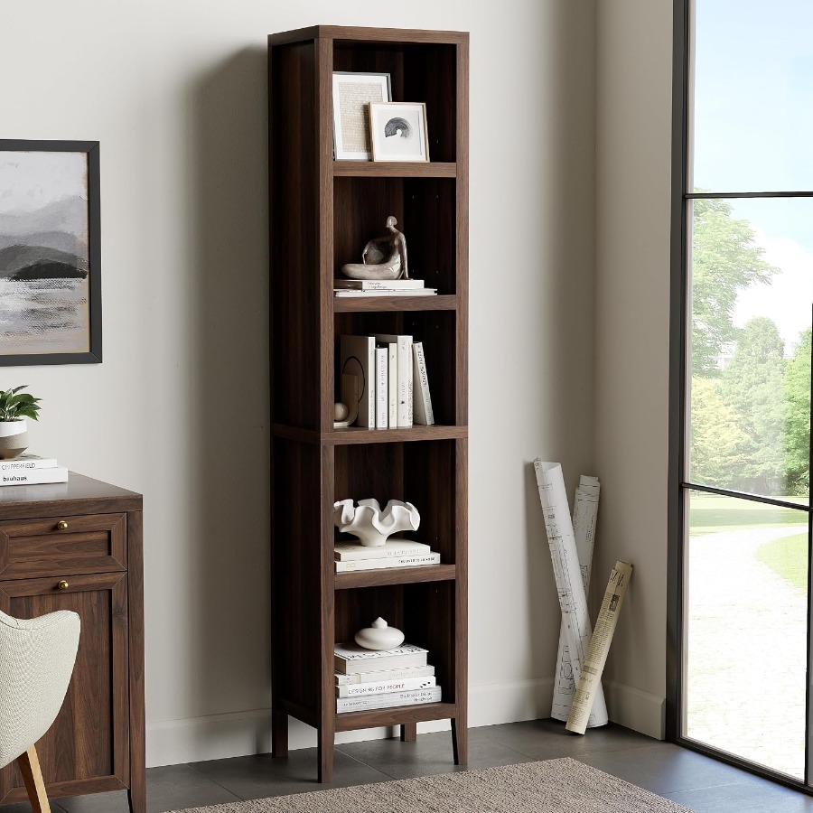 ชั้นวางหนังสือทรงสูงและแคบ ขนา - Bookshelf บทวิจารณ์และราคา