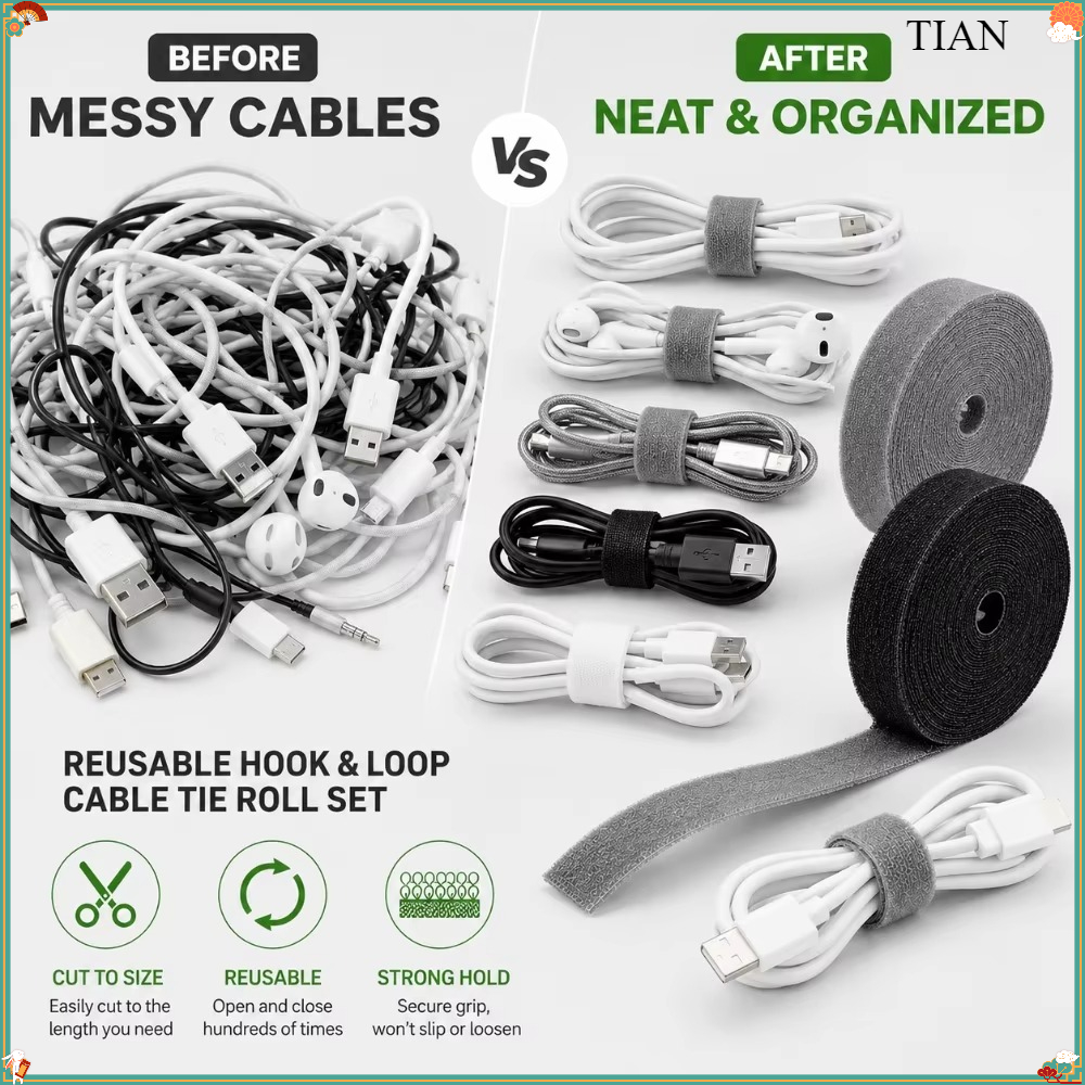 1 ชิ้น สายรัดเคเบิลแบบใช้ซ้ำได - Desk Organizer บทวิจารณ์และราคา