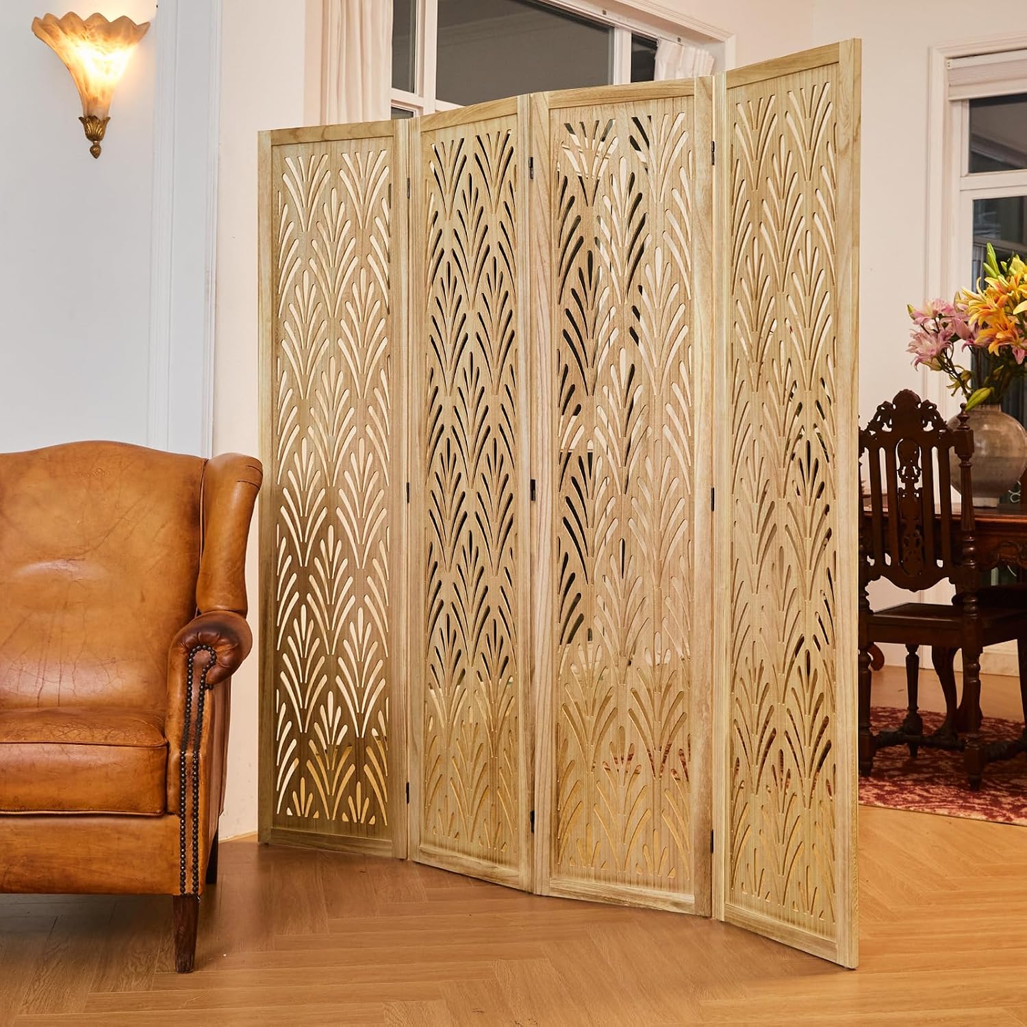 ฉากกั้นห้องไม้พับได้สูง 5.6 ฟุ - Partition Screen Divider บทวิจารณ์และราคา