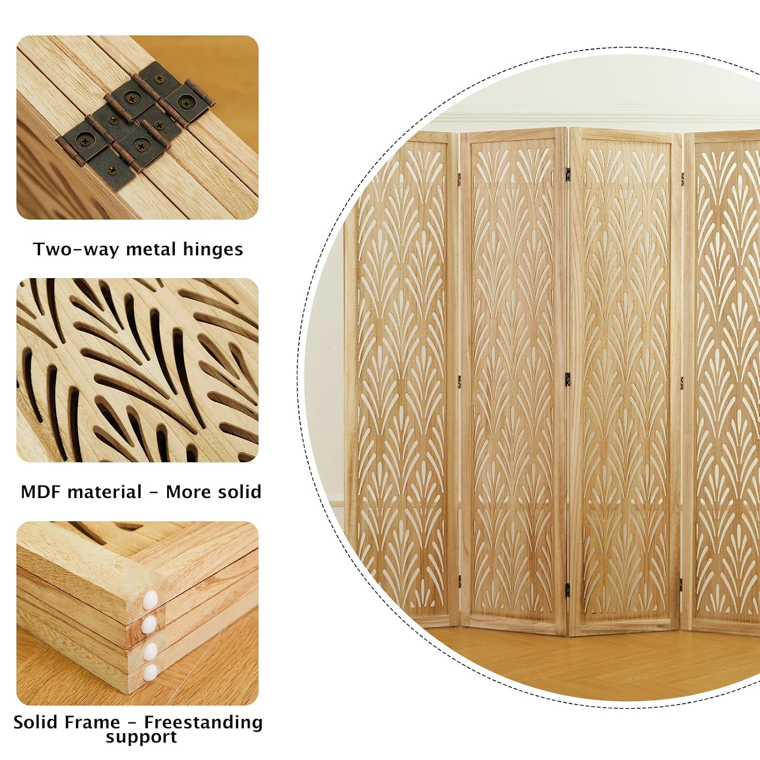 ฉากกั้นห้องไม้พับได้สูง 5.6 ฟุ - Partition Screen Divider บทวิจารณ์และราคา